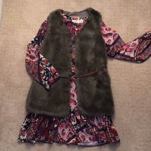 Zara Kids Boho Dress and Faux Fur Vest